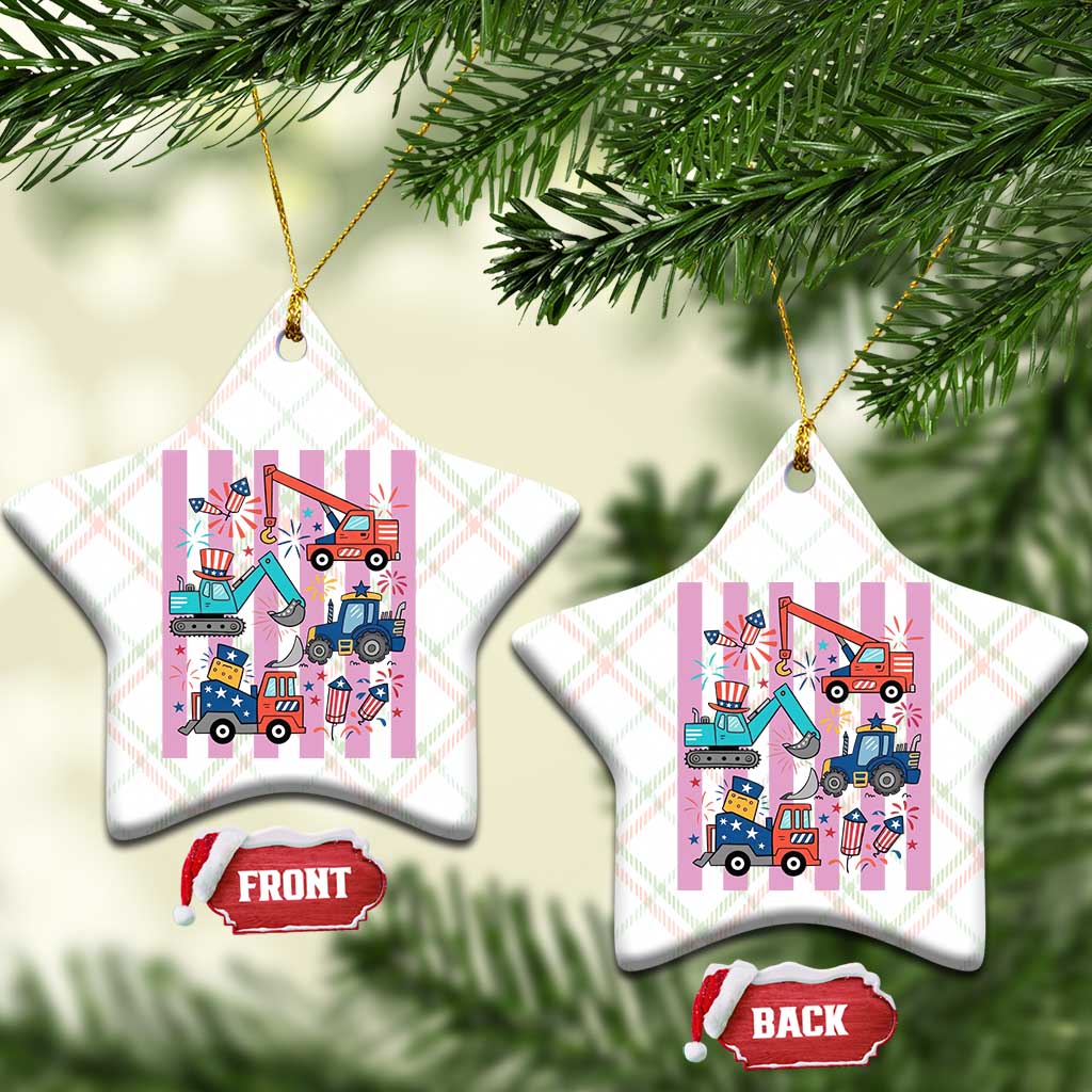 Red White And Blue Construction Crew Ceramic Ornament Patriotic Kids 4th Of July TS12 Print Your Wear