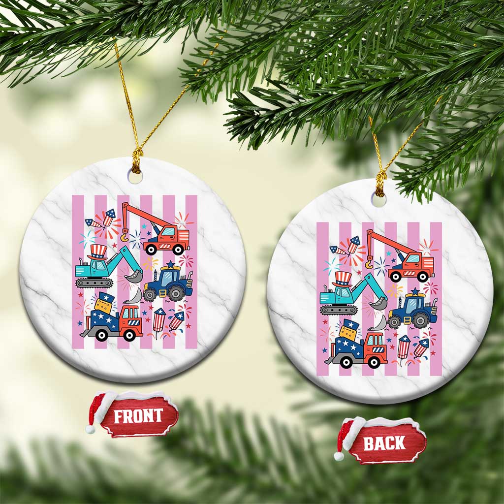 Red White And Blue Construction Crew Ceramic Ornament Patriotic Kids 4th Of July TS12 1pc White Marble Print Your Wear
