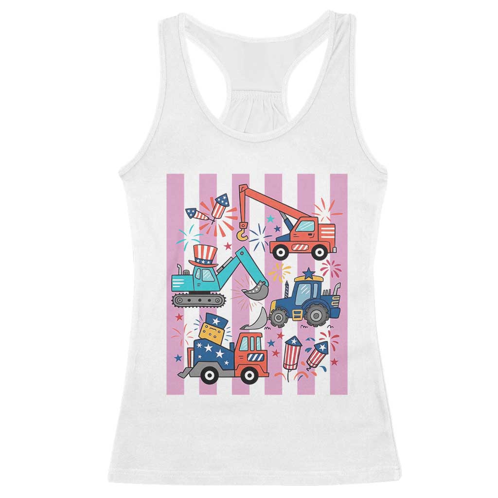 Red White And Blue Construction Crew Racerback Tank Top Patriotic Kids 4th Of July TS12 White Print Your Wear