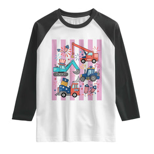 Red White And Blue Construction Crew Raglan Shirt Patriotic Kids 4th Of July TS12 White Black Print Your Wear