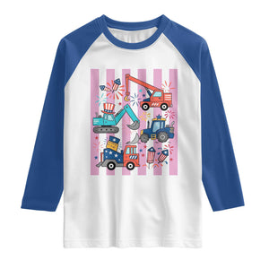 Red White And Blue Construction Crew Raglan Shirt Patriotic Kids 4th Of July TS12 White Royal Print Your Wear