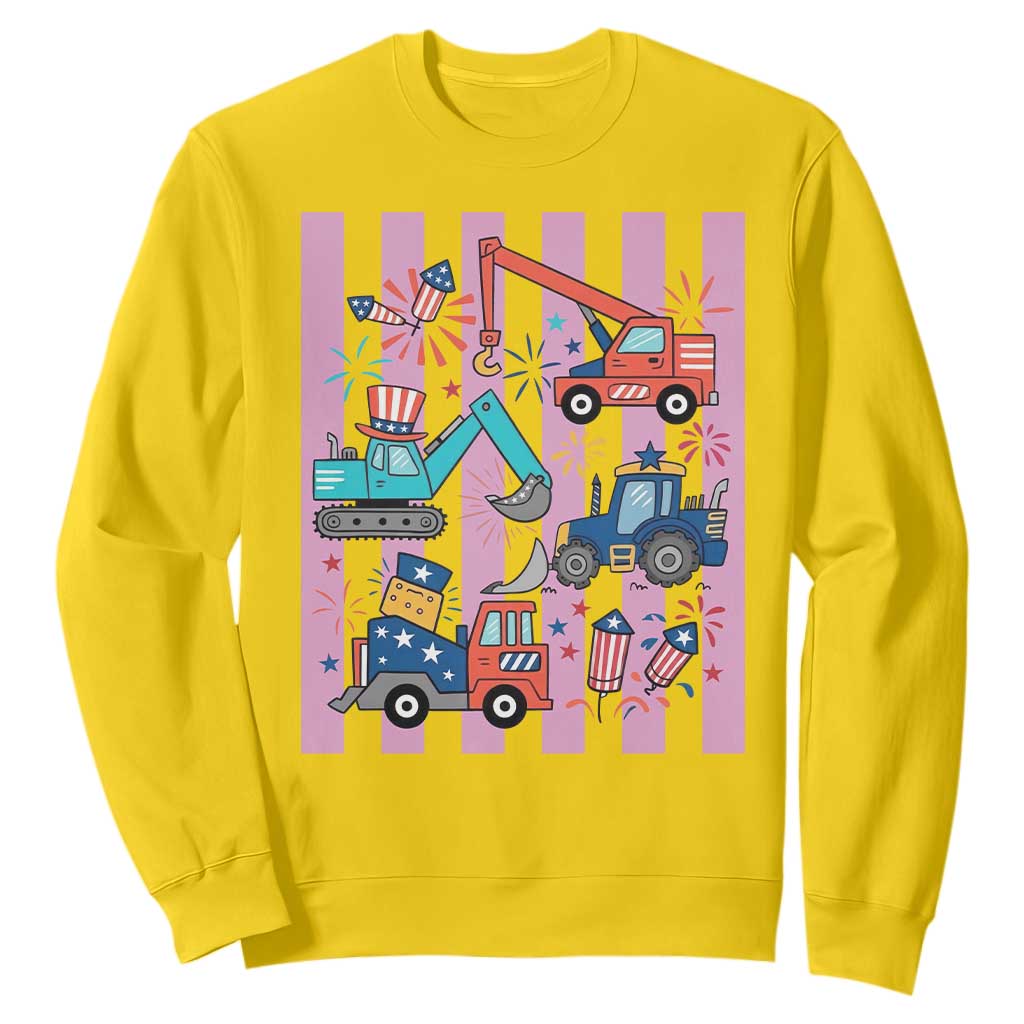 Red White And Blue Construction Crew Sweatshirt Patriotic Kids 4th Of July TS12 Daisy Print Your Wear
