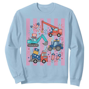 Red White And Blue Construction Crew Sweatshirt Patriotic Kids 4th Of July TS12 Light Blue Print Your Wear