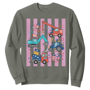 Red White And Blue Construction Crew Sweatshirt Patriotic Kids 4th Of July TS12 Military Green Print Your Wear