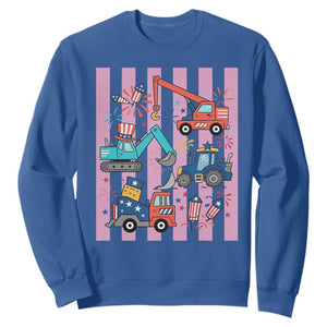 Red White And Blue Construction Crew Sweatshirt Patriotic Kids 4th Of July TS12 Royal Blue Print Your Wear