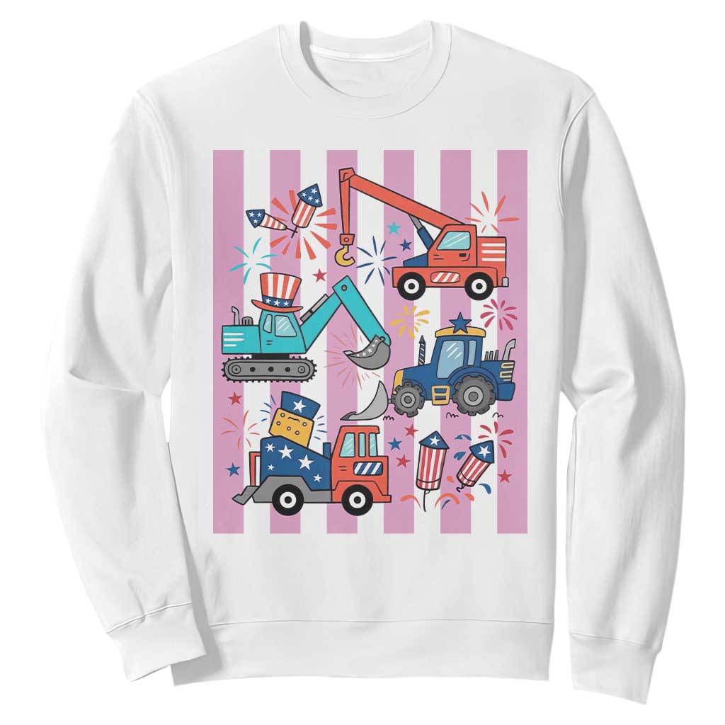 Red White And Blue Construction Crew Sweatshirt Patriotic Kids 4th Of July TS12 White Print Your Wear