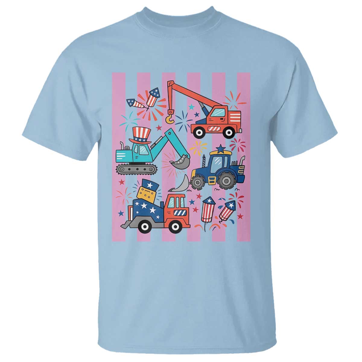 Red White And Blue Construction Crew T Shirt Patriotic Kids 4th Of July TS12 Light Blue Print Your Wear
