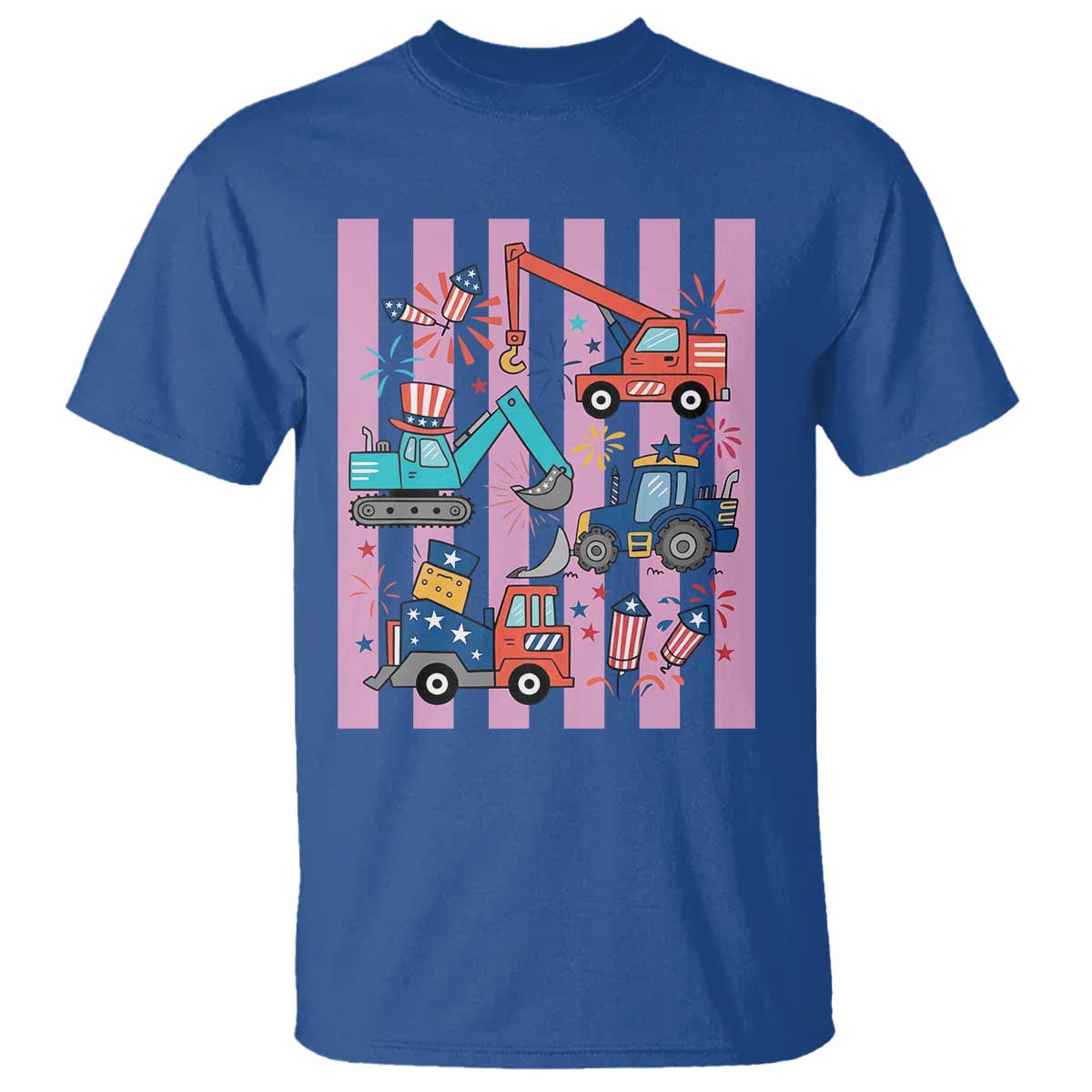 Red White And Blue Construction Crew T Shirt Patriotic Kids 4th Of July TS12 Royal Blue Print Your Wear