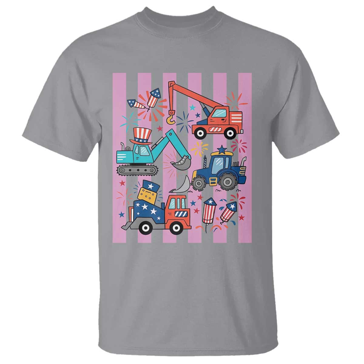 Red White And Blue Construction Crew T Shirt Patriotic Kids 4th Of July TS12 Sport Gray Print Your Wear