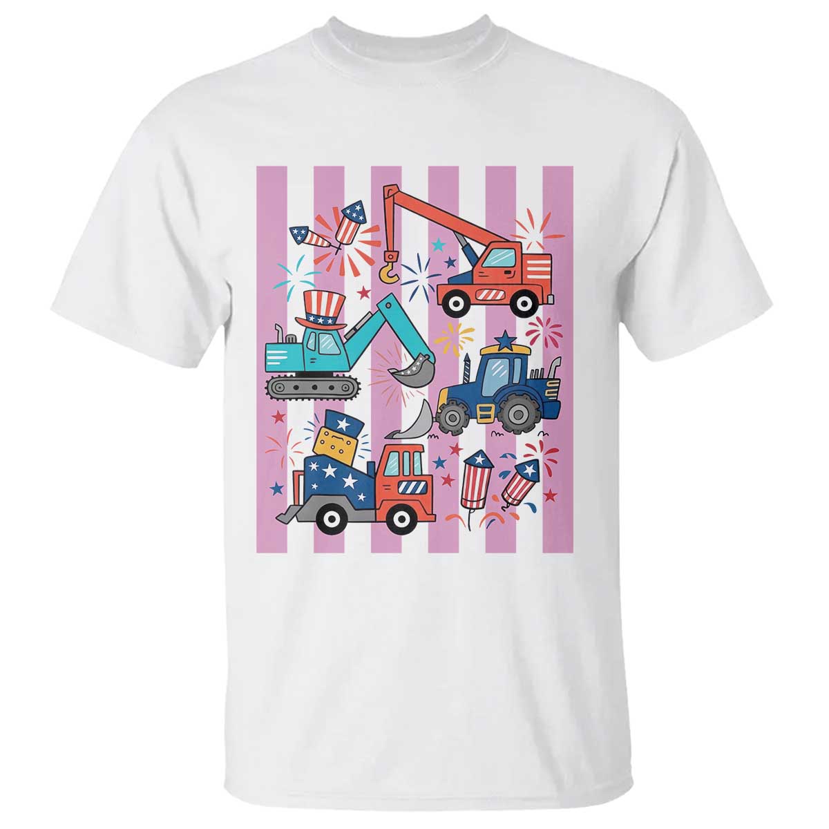 Red White And Blue Construction Crew T Shirt Patriotic Kids 4th Of July TS12 White Print Your Wear