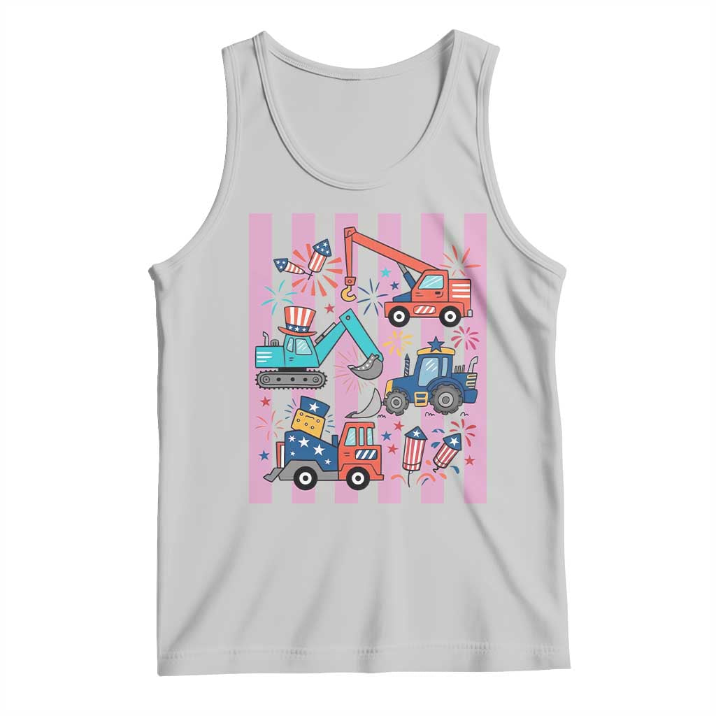 Red White And Blue Construction Crew Tank Top Patriotic Kids 4th Of July TS12 Ash Print Your Wear