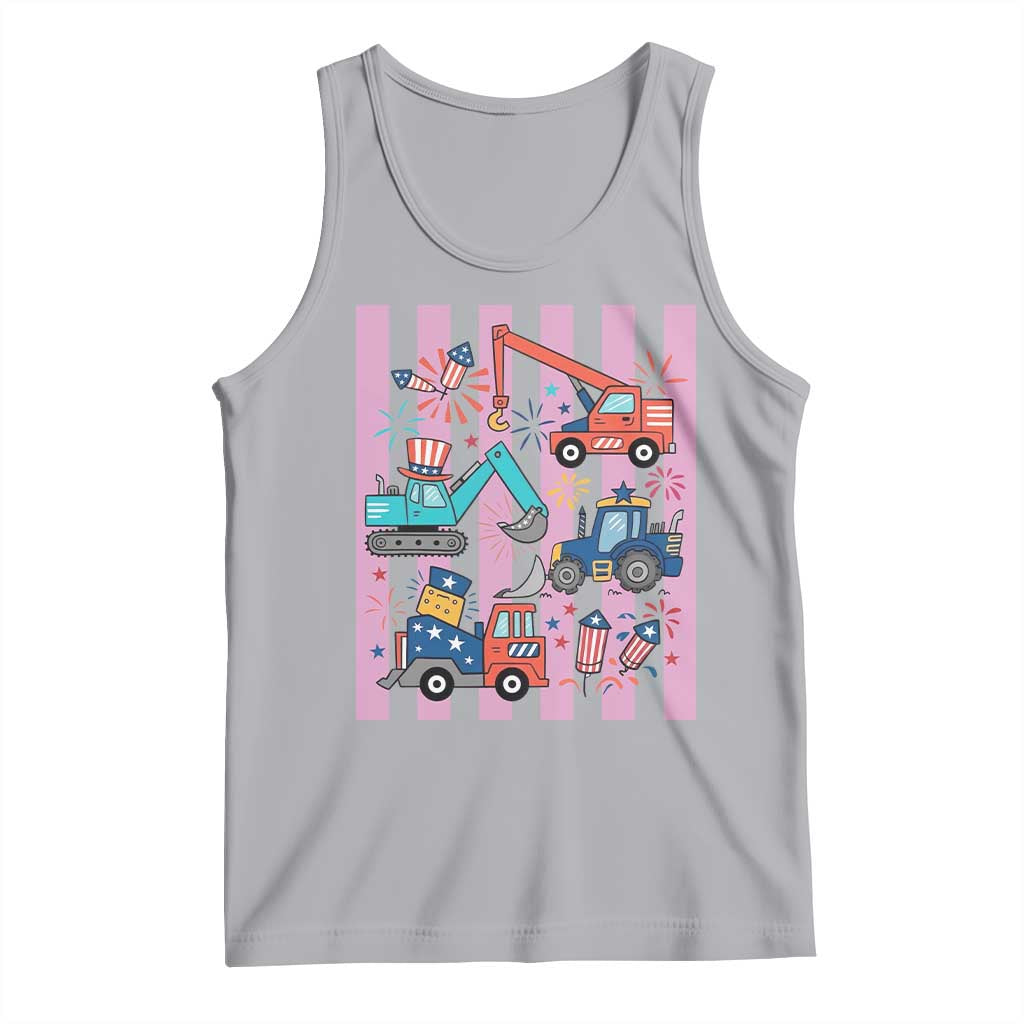 Red White And Blue Construction Crew Tank Top Patriotic Kids 4th Of July TS12 Athletic Heather Print Your Wear
