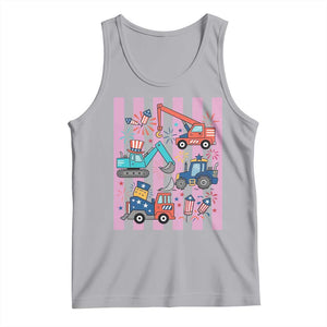 Red White And Blue Construction Crew Tank Top Patriotic Kids 4th Of July TS12 Athletic Heather Print Your Wear