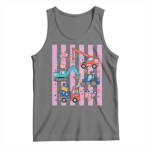 Red White And Blue Construction Crew Tank Top Patriotic Kids 4th Of July TS12 Black Heather Print Your Wear