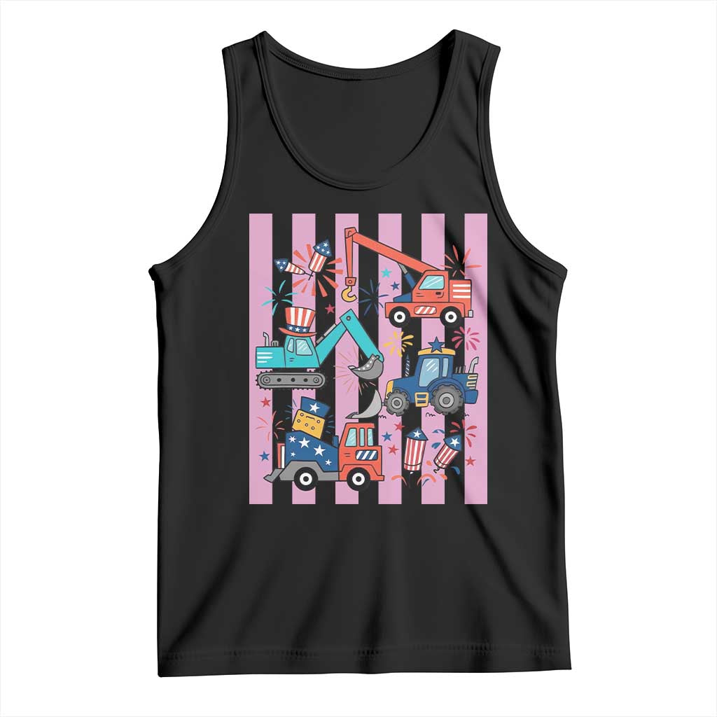 Red White And Blue Construction Crew Tank Top Patriotic Kids 4th Of July TS12 Black Print Your Wear