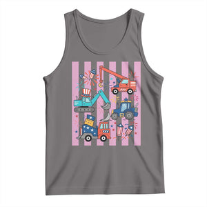 Red White And Blue Construction Crew Tank Top Patriotic Kids 4th Of July TS12 Deep Heather Print Your Wear