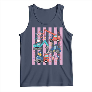Red White And Blue Construction Crew Tank Top Patriotic Kids 4th Of July TS12 Navy Print Your Wear