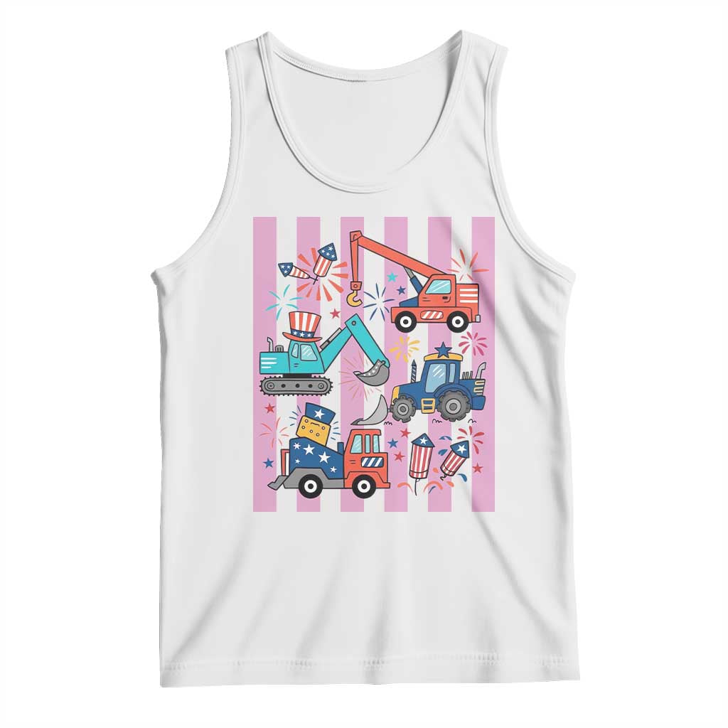 Red White And Blue Construction Crew Tank Top Patriotic Kids 4th Of July TS12 White Print Your Wear
