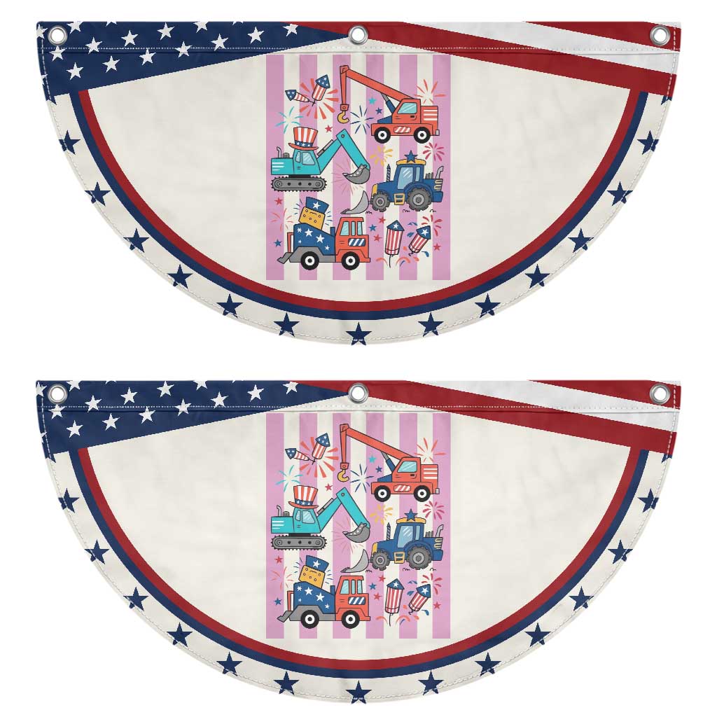 Red White And Blue Construction Crew Patriotic Fan Flag Kids 4th Of July TS12 2pcs pack Classic Beige Print Your Wear