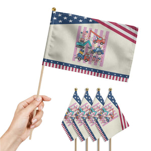 Red White And Blue Construction Crew Patriotic Handheld Flag Kids 4th Of July TS12 Print Your Wear