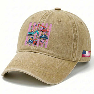 Red White And Blue Construction Crew Washed Cotton Baseball Cap Patriotic Kids 4th Of July TS12 Print Your Wear