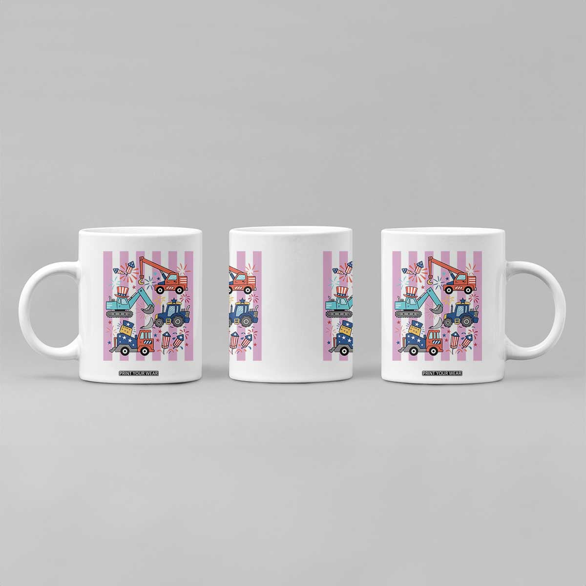 Red White And Blue Construction Crew Coffee Mug Patriotic Kids 4th Of July TS12 Print Your Wear