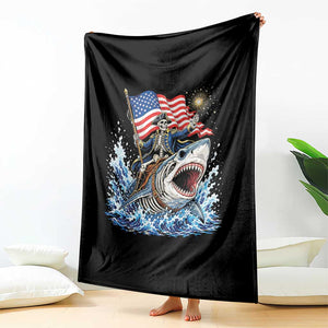 Patriotic Skeleton Pirate Riding Shark Throw Blanket American Ocean Pride TS12 Print Your Wear