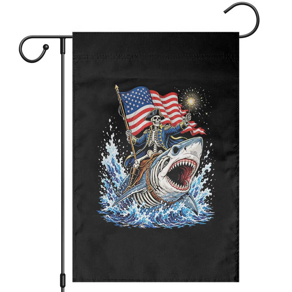 Patriotic Skeleton Pirate Riding Shark Garden Flag American Ocean Pride TS12 Black Print Your Wear