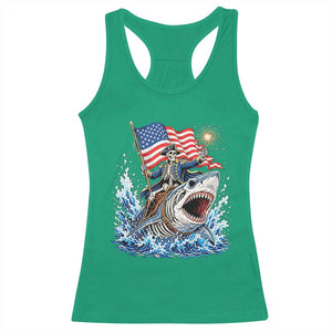 Patriotic Skeleton Pirate Riding Shark Racerback Tank Top American Ocean Pride TS12 Irish Green Print Your Wear