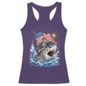 Patriotic Skeleton Pirate Riding Shark Racerback Tank Top American Ocean Pride TS12 Purple Print Your Wear