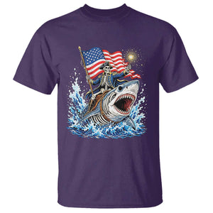 Patriotic Skeleton Pirate Riding Shark T Shirt American Ocean Pride TS12 Purple Print Your Wear