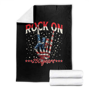 Patriotic Rocker Skeleton Hand Throw Blanket Rock On 250 Years TS12 Black Print Your Wear