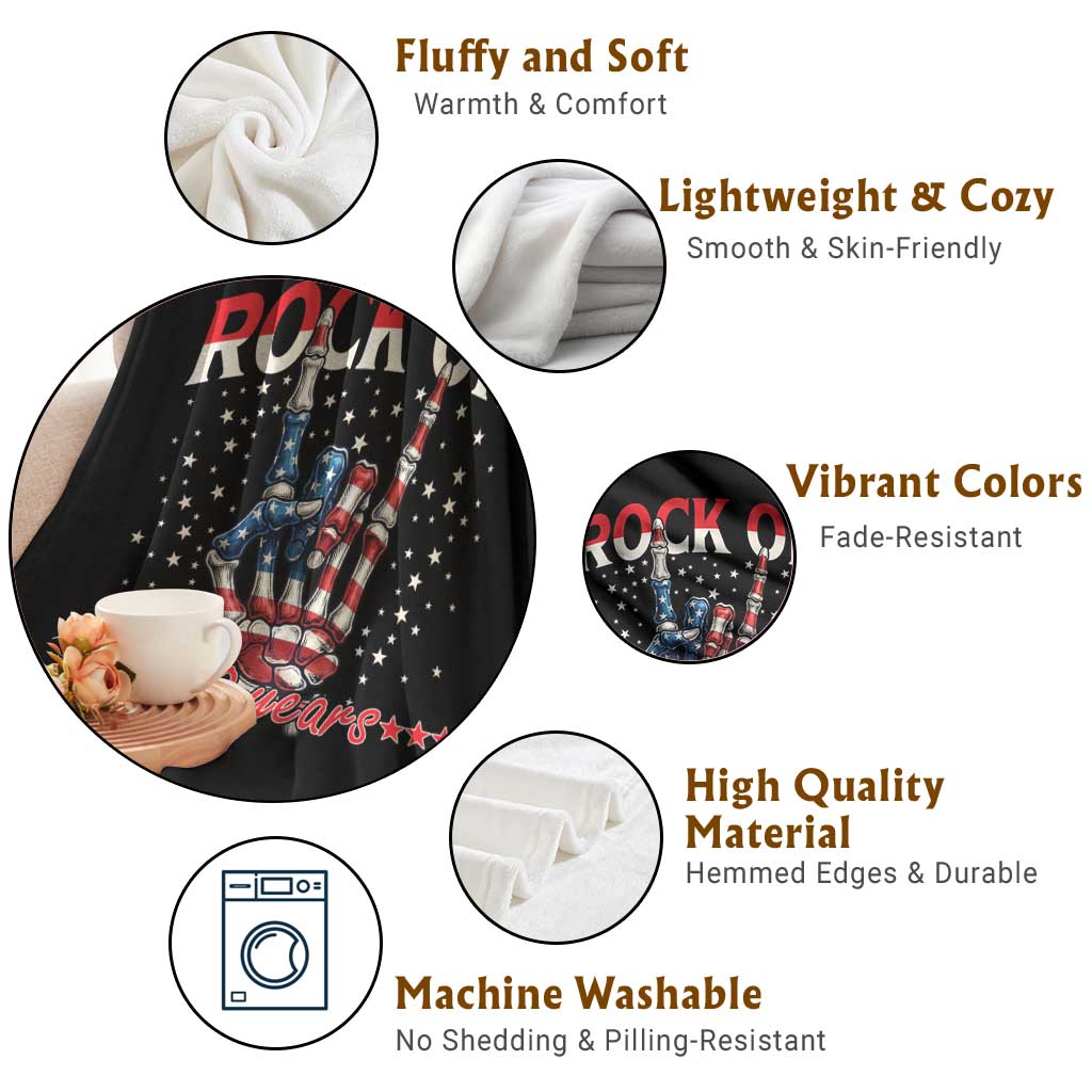 Patriotic Rocker Skeleton Hand Throw Blanket Rock On 250 Years TS12 Print Your Wear