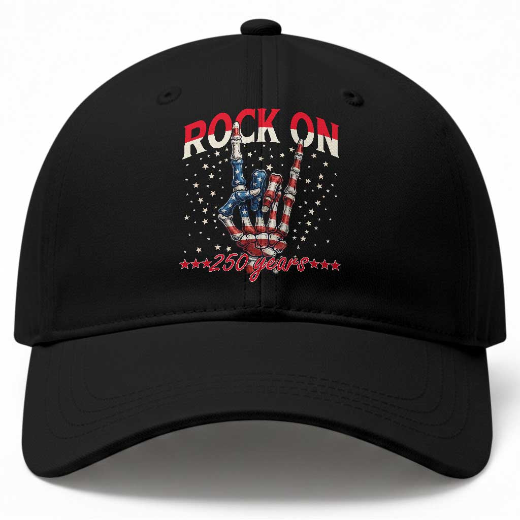 Patriotic Rocker Skeleton Hand Baseball Cap Rock On 250 Years TS12 Print Your Wear