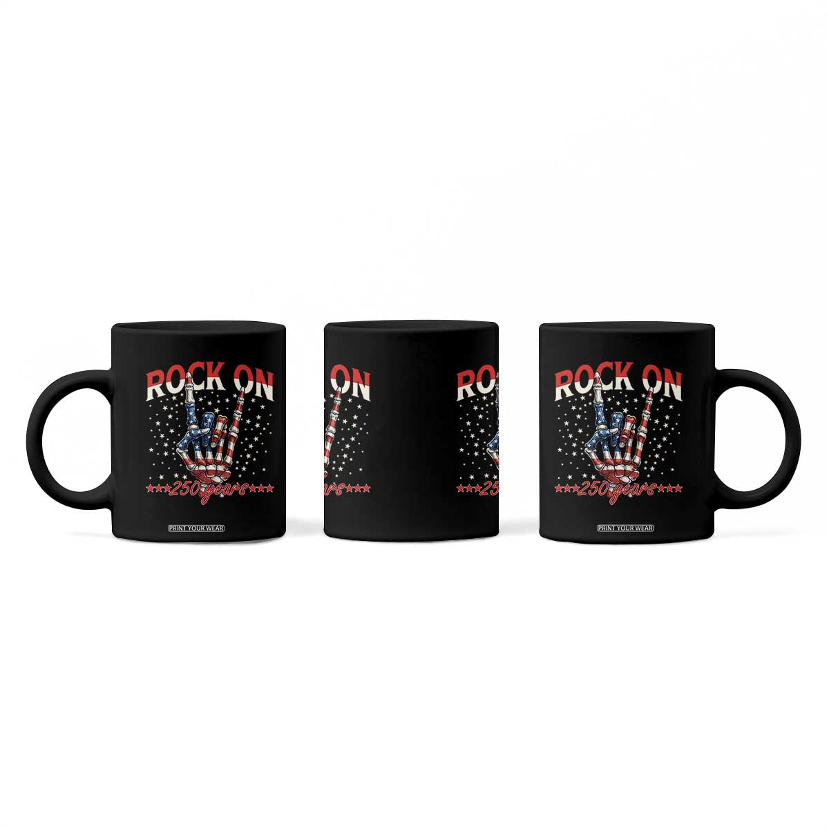 Patriotic Rocker Skeleton Hand Coffee Mug Rock On 250 Years TS12 Print Your Wear