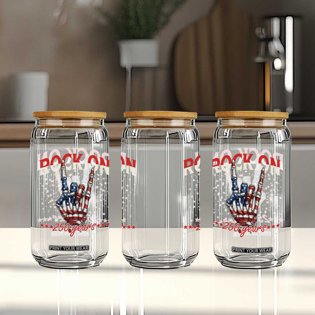 Patriotic Rocker Skeleton Hand Glass Can Rock On 250 Years TS12 Print Your Wear