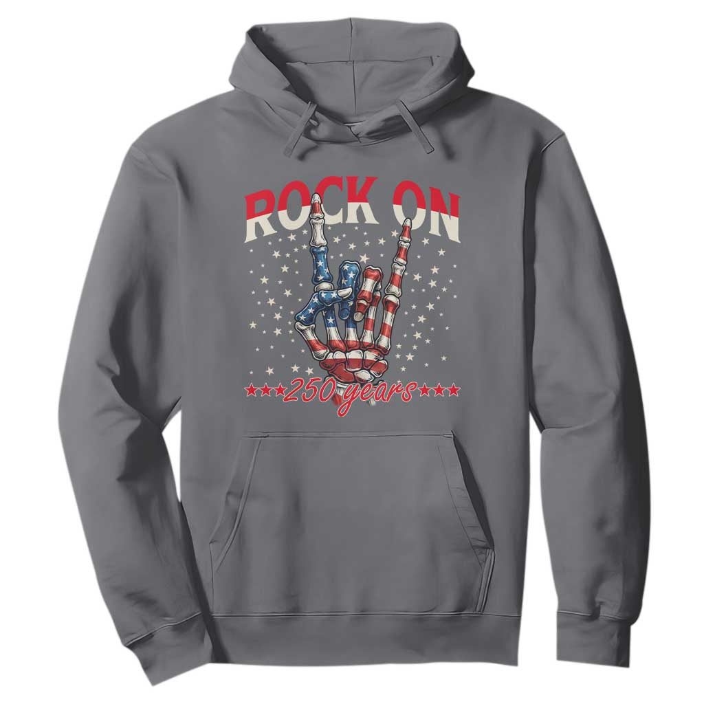 Patriotic Rocker Skeleton Hand Hoodie Rock On 250 Years TS12 Charcoal Print Your Wear