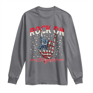 Patriotic Rocker Skeleton Hand Long Sleeve Shirt Rock On 250 Years TS12 Charcoal Print Your Wear