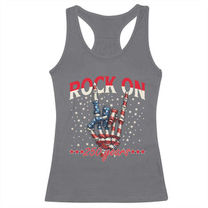 Patriotic Rocker Skeleton Hand Racerback Tank Top Rock On 250 Years TS12 Charcoal Print Your Wear