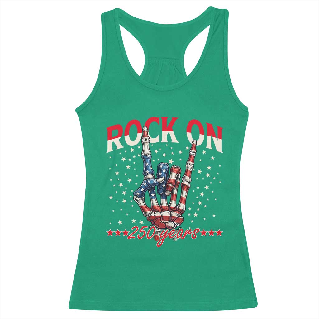 Patriotic Rocker Skeleton Hand Racerback Tank Top Rock On 250 Years TS12 Irish Green Print Your Wear