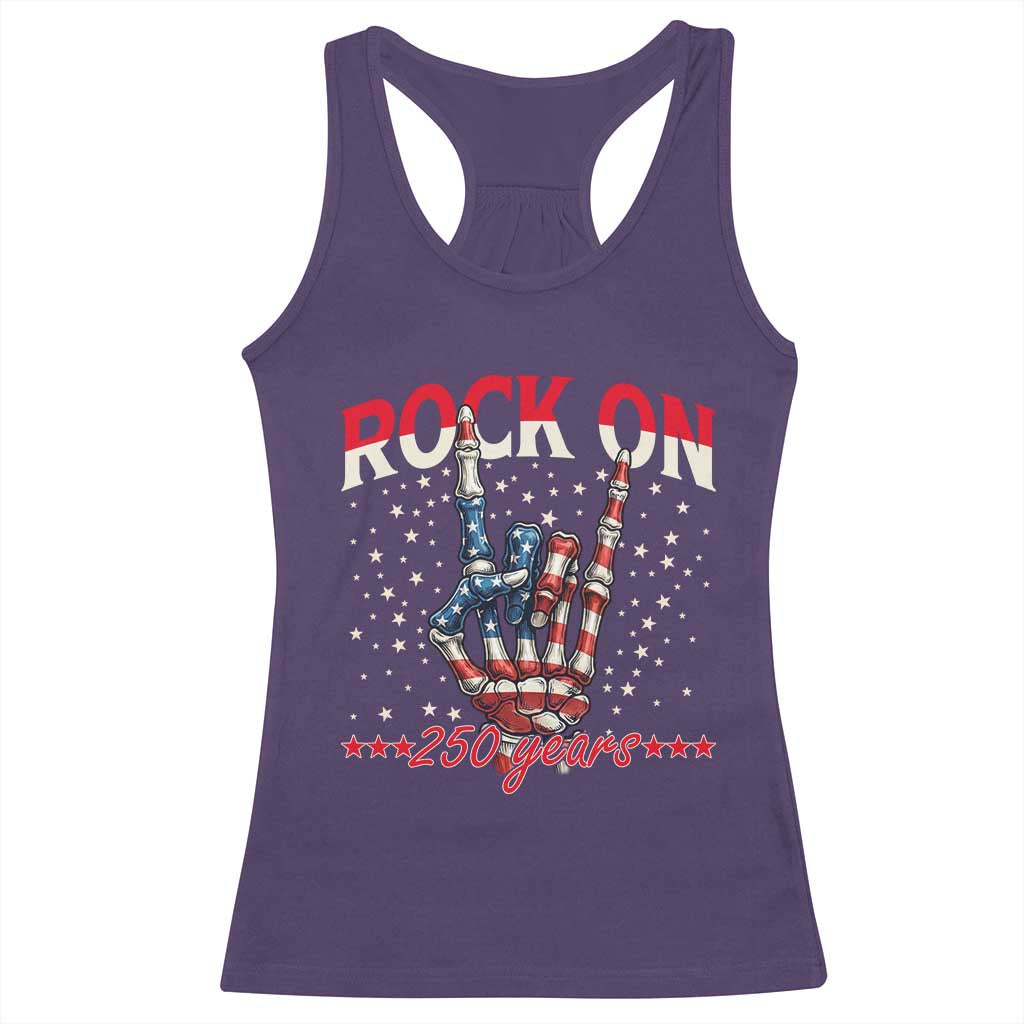 Patriotic Rocker Skeleton Hand Racerback Tank Top Rock On 250 Years TS12 Purple Print Your Wear