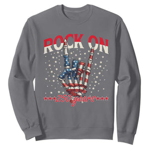 Patriotic Rocker Skeleton Hand Sweatshirt Rock On 250 Years TS12 Charcoal Print Your Wear