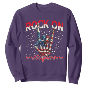 Patriotic Rocker Skeleton Hand Sweatshirt Rock On 250 Years TS12 Purple Print Your Wear