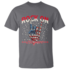 Patriotic Rocker Skeleton Hand T Shirt Rock On 250 Years TS12 Charcoal Print Your Wear