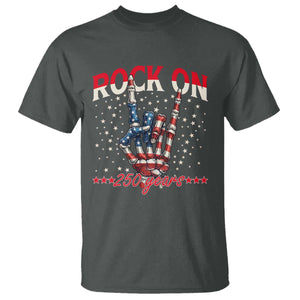 Patriotic Rocker Skeleton Hand T Shirt Rock On 250 Years TS12 Dark Heather Print Your Wear