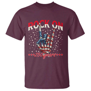 Patriotic Rocker Skeleton Hand T Shirt Rock On 250 Years TS12 Maroon Print Your Wear
