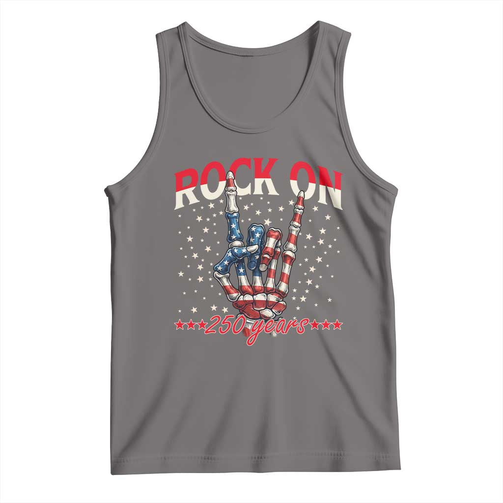 Patriotic Rocker Skeleton Hand Tank Top Rock On 250 Years TS12 Deep Heather Print Your Wear