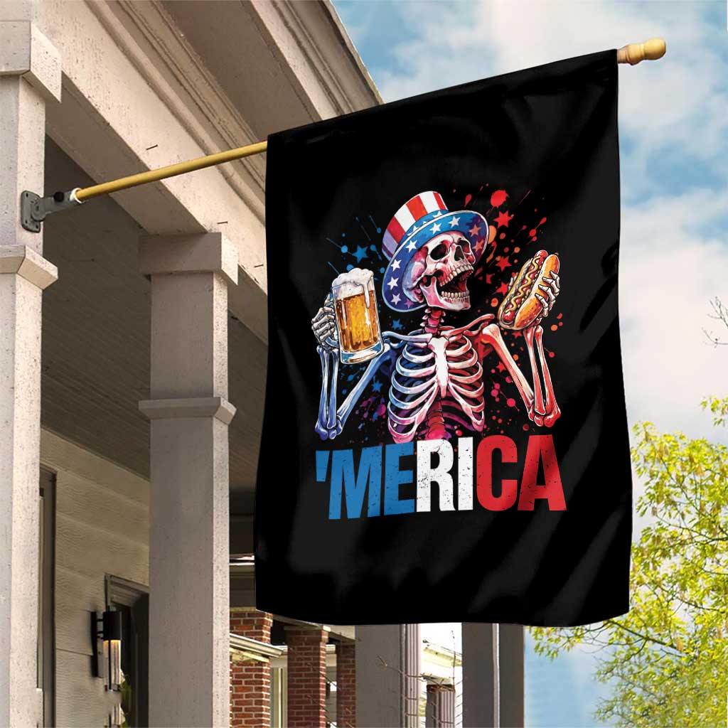 Red White And Blue Skeleton Party Garden Flag American Freedom Vibes TS12 Print Your Wear