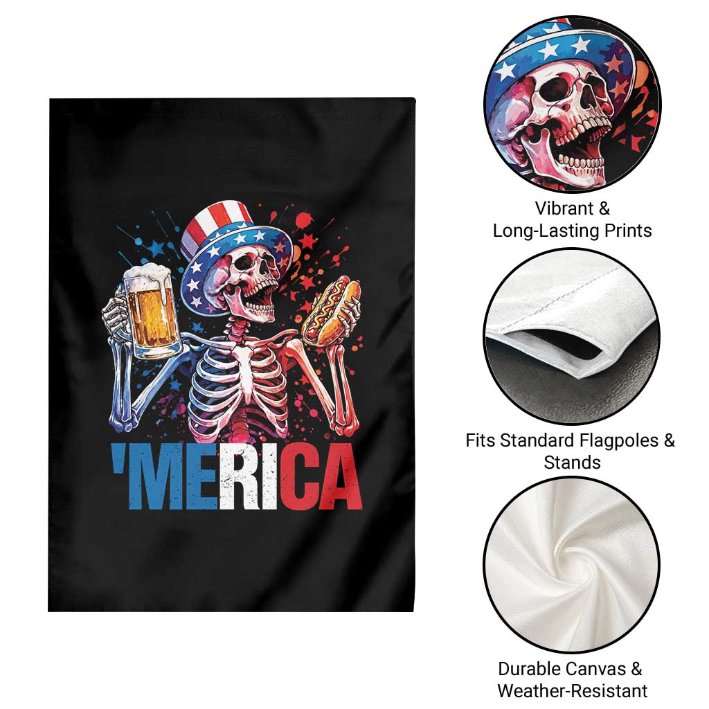 Red White And Blue Skeleton Party Garden Flag American Freedom Vibes TS12 Print Your Wear