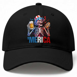 Red White And Blue Skeleton Party Baseball Cap American Freedom Vibes TS12 Print Your Wear